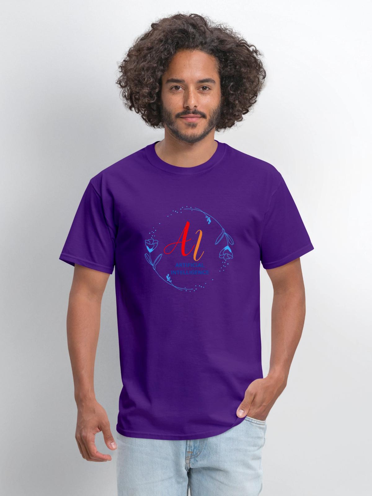 A sleek AI-inspired shirt - Men's T-Shirt - purple - Front - Jose (178cm)