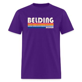 Vintage Retro 70S 80S Style Ville natale de Belding - T-shirt Homme - violet - Devant - Jose (178cm)