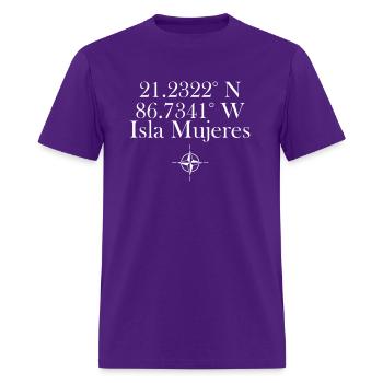 Map Coordinates Of Isla Mujeres - Men's T-Shirt - purple - Front - Jose (178cm)
