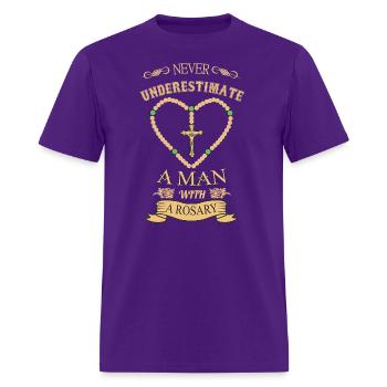 Screened Never Underestimate Man With Rosary - Men's T-Shirt - purple - Front - Jose (178cm)