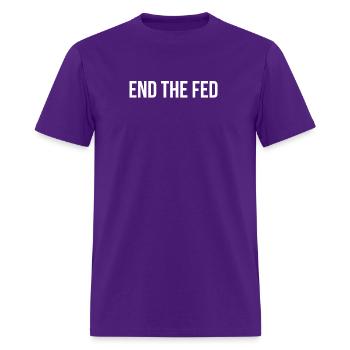 End The Fed Conspiracy Debt Usury Federal Reserve - Men's T-Shirt - purple - Front - Jose (178cm)