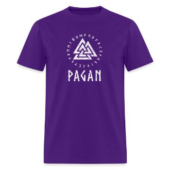 Pagan Norse Valknut Elder Futhark Runes - Men's T-Shirt - purple - Front - Jose (178cm)
