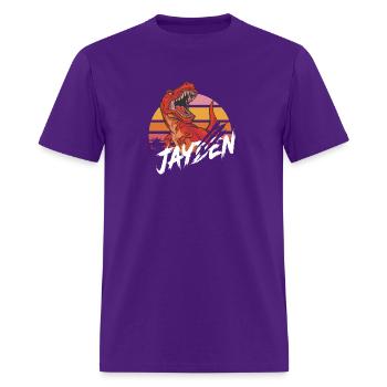 JAYDEN - Lovely boy name with T-REX dino - Men's T-Shirt - purple - Front - Jose (178cm)