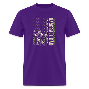 Catcher Baseball Shirt Camo American Flag - Men's T-Shirt - purple - Front - Jose (178cm)