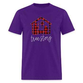 True Story Ger Nativity Scene Buffalo Plaid - Men's T-Shirt - purple - Front - Jose (178cm)