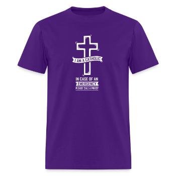 Catholic In case of an emergency call a priest - Men's T-Shirt - purple - Front - Jose (178cm)