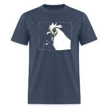 Funny Crazy Chicken | Sketch drawing - white - Men's T-Shirt -  blue dusk - Front - Jose (178cm)