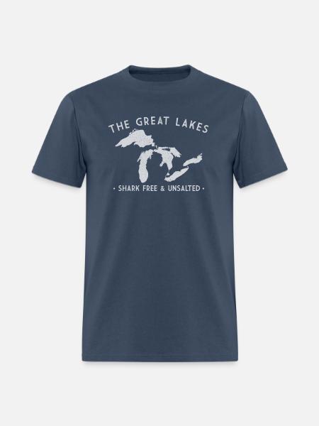 Great Lakes Shark Free And Unsalted - Men's T-Shirt -  blue dusk