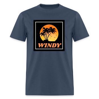 Windy Sunset Palm Trees Design - Men's T-Shirt -  blue dusk - Front - Jose (178cm)