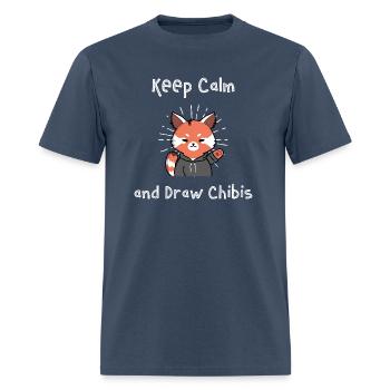 Keep Calm and Draw Chibis Chibi Drawing - Men's T-Shirt -  blue dusk - Front - Jose (178cm)