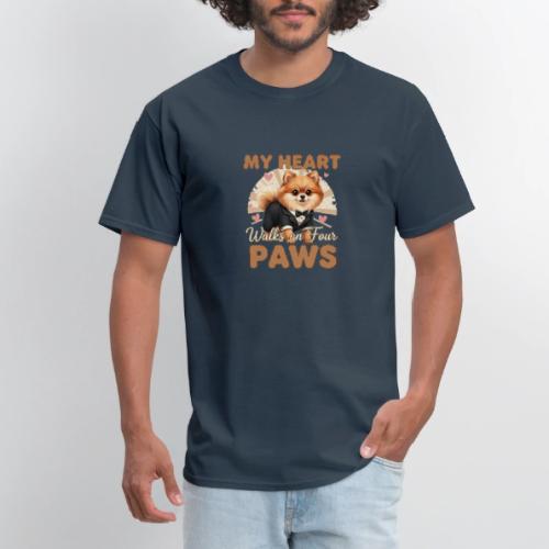 My Heart Walks on Four Paws – Pomeranian tee - Men's T-Shirt