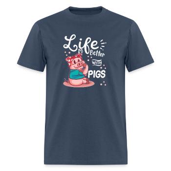 Pig - Men's T-Shirt -  blue dusk - Front - Jose (178cm)