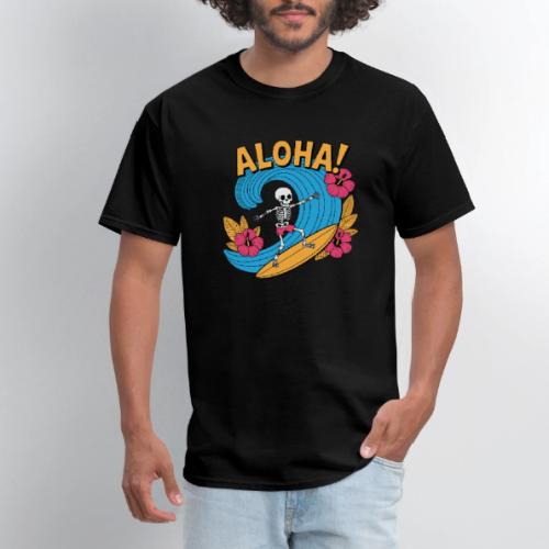 Aloha Surfing Skeleton - Beach Vibes - Men's T-Shirt