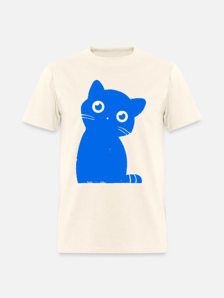 Azure Blue Cat Silhouette - Men's T-Shirt - sweet cream heather