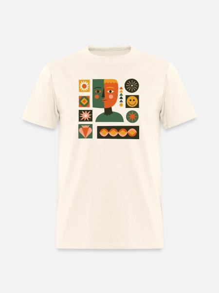 Dual-Tone Geometric Portrait - Men's T-Shirt - sweet cream heather