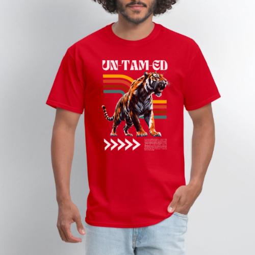 Unleash Your Wild Side: Fierce Tiger Print Design - Men's T-Shirt