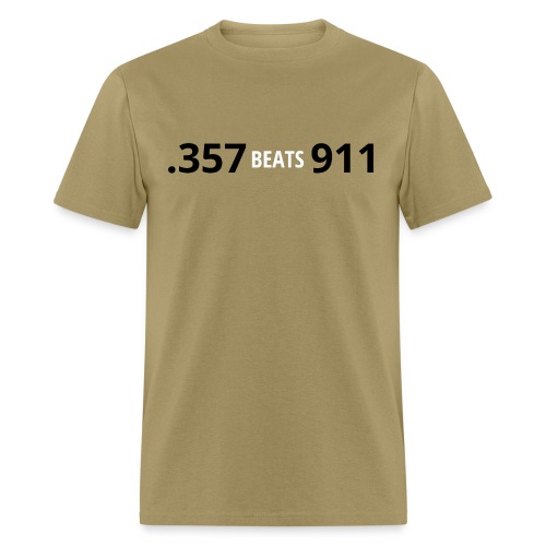 .357 Beats 911 (Black & White on Red) - Men's T-Shirt