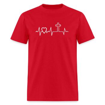 Christian Cross I Love Jesus Easter Resurrection - Men's T-Shirt - red - Front - Jose (178cm)