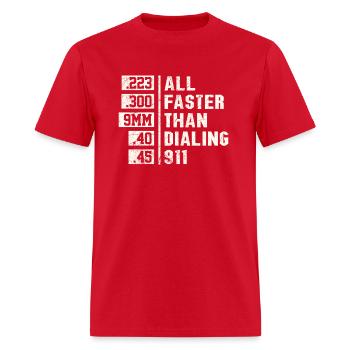 2Nd Amendment 9Mm All Faster Than Calling 911 - Men's T-Shirt - red - Front - Jose (178cm)