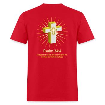 Psalm 34:4 bible verse - Men's T-Shirt - red - Back - Jose (178cm)