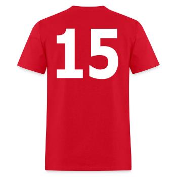 Team letter fifteen 15 - Men's T-Shirt - red - Back - Jose (178cm)
