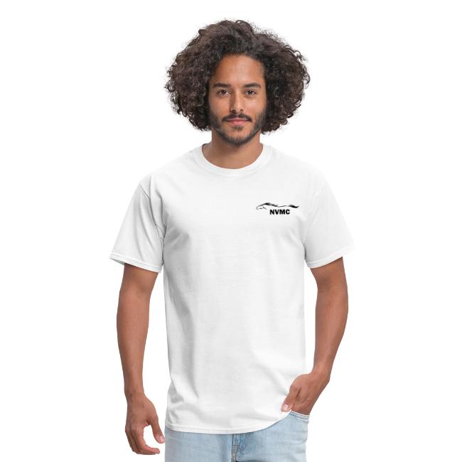 Circle logo t-shirt on white with black border