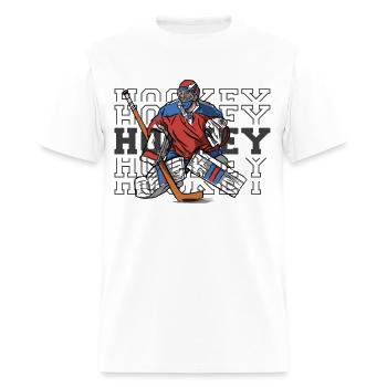 Field hockey goalie with slogan - ice hockey - Men's T-Shirt - white - Front - Jose (178cm)