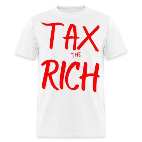 TAX the RICH, full size graffiti red font on white - Men's T-Shirt