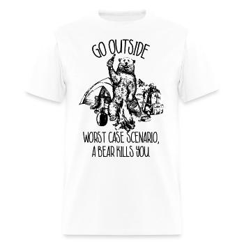 A Bear Kills You Camping T shirt - Men's T-Shirt - white - Front - Jose (178cm)