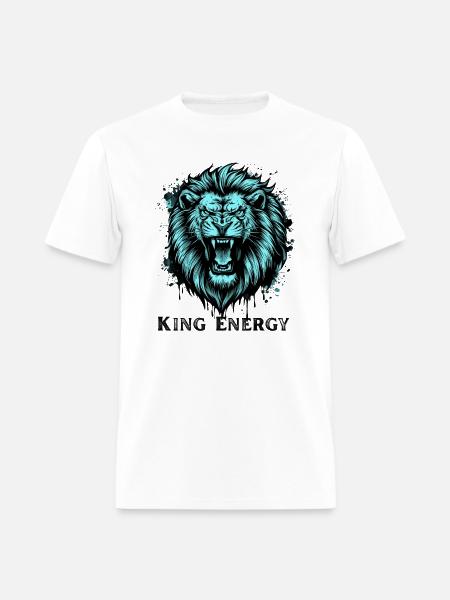Neon Cyan Lion Roar Illustration - Men's T-Shirt - white