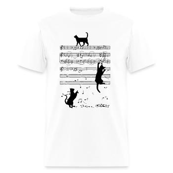 NOTE MUSIC Black Cat T-Shirt - Men's T-Shirt - white - Front - Jose (178cm)