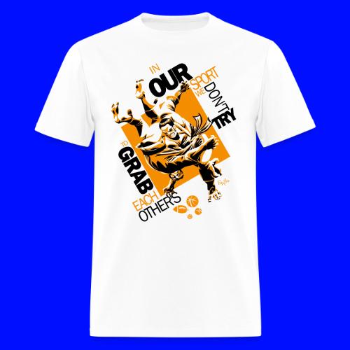 Judo Shirt BJJ Shirt Grab Design for white shirts - Men's T-Shirt