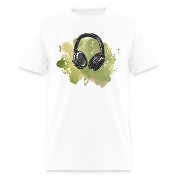 Humorous Earphone Headset Sounds Melody - Men's T-Shirt - white - Front - Jose (178cm)