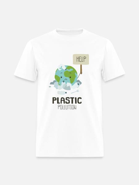 Earth Suffering Plastic Pollution - Men's T-Shirt - white