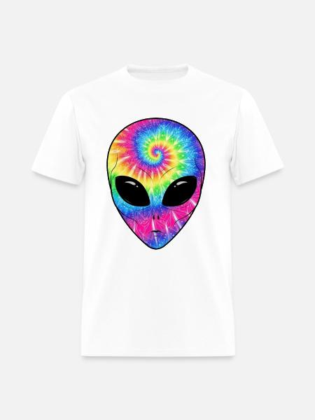 Psychedelic Alien TieDye Face - Men's T-Shirt - white