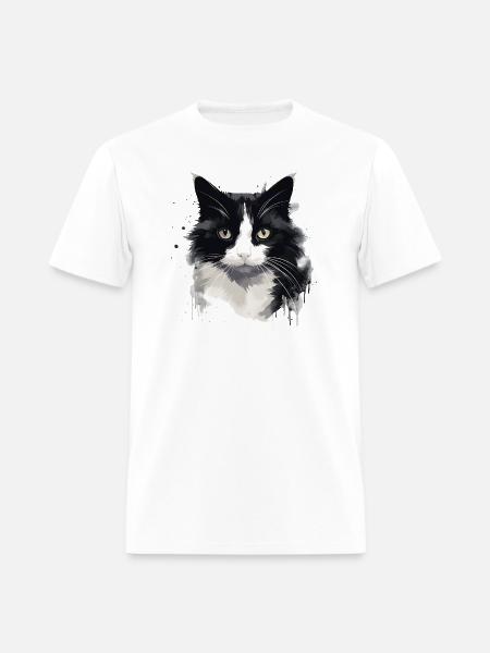 Tuxedo Cat Face - Men's T-Shirt - white