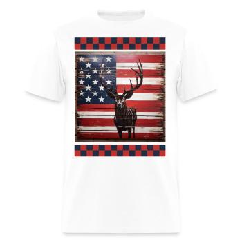 American Flag Deer Tracks Woodland Camo Hunting - Men's T-Shirt - white - Front - Jose (178cm)