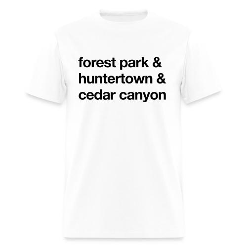 1 Church 3 Locations Black - Men's T-Shirt