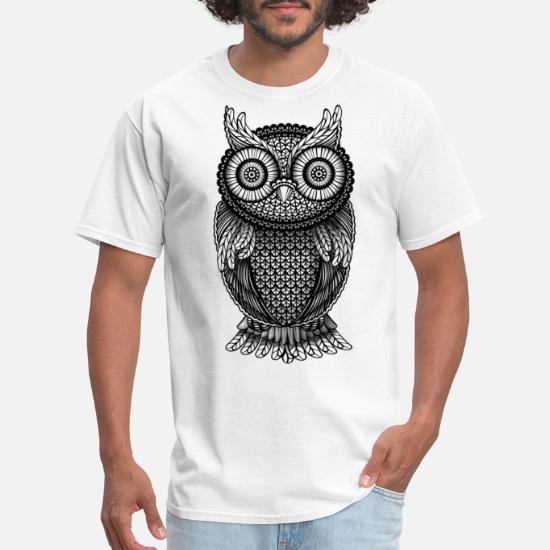 Omit Restrict Pouch ornamental Owl Design black and white' Men's T-Shirt | Spreadshirt