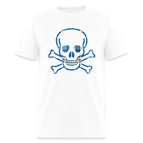Skull & Cross Bones Blue Plaid - Men's T-Shirt