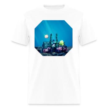 Funny shark luring fish scene - Men's T-Shirt - white - Front - Jose (178cm)