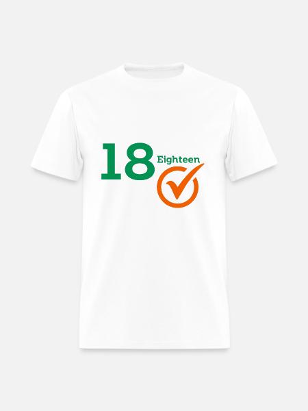 The Number 18 Eighteen Typography Tshirt - Men's T-Shirt - white
