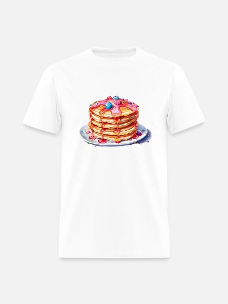 Pancakes With Pink Syrup And Candy - Men's T-Shirt - white