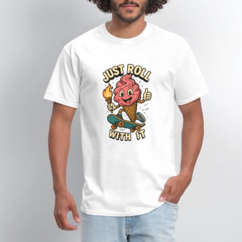 Funny Ice Cream Skateboard Design – Just Roll With - Men's T-Shirt