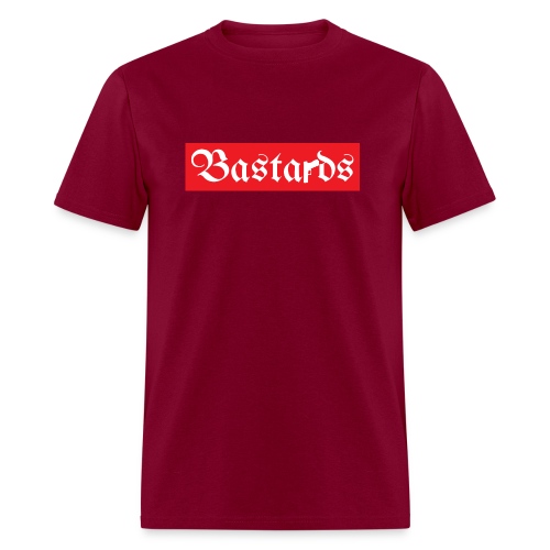 Bastards Gothic Letters Gun (Red Box Logo) - Men's T-Shirt