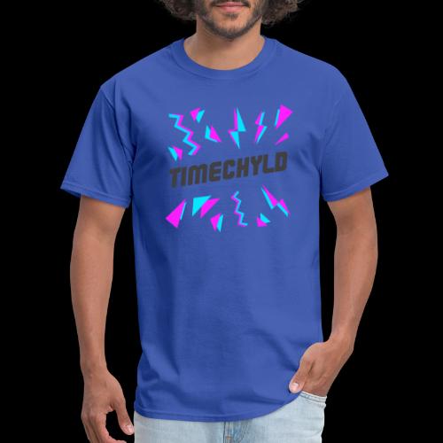 Timechyld Logo with Retro Pattern (Black) - Men's T-Shirt