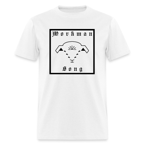 White Workman Song Lamb Logo with Text - Men's T-Shirt