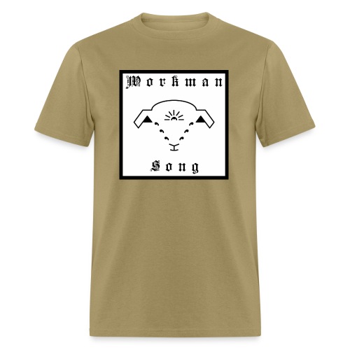 White Workman Song Lamb Logo with Text - Men's T-Shirt