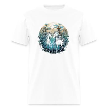A Mythical Forest with Unicorns - Men's T-Shirt - white - Front - Jose (178cm)
