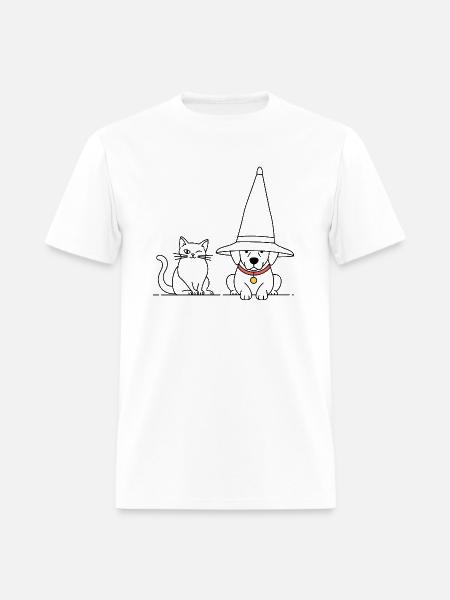 Witch Dog and Cat - Men's T-Shirt - white